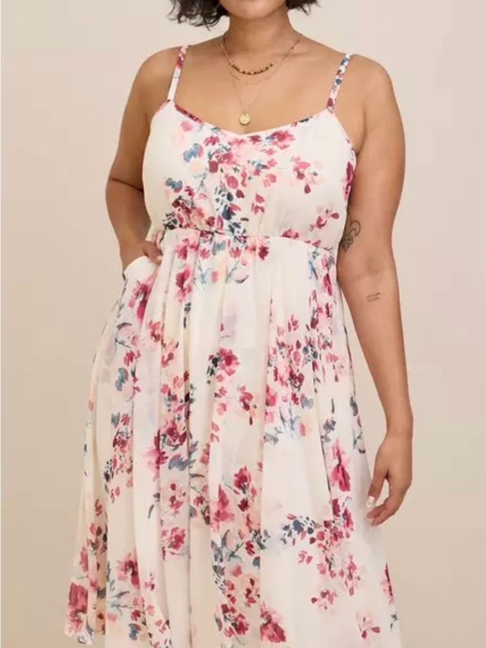Torrid Spaghetti-Strap Maxi Dress in Floral Ivory